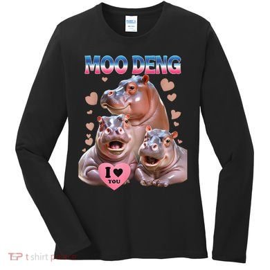 Moo Deng I Love You Hippo Women's Long Sleeve Shirt