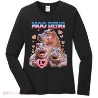 Moo Deng I Love You Hippo Women's Long Sleeve Shirt thumb 0
