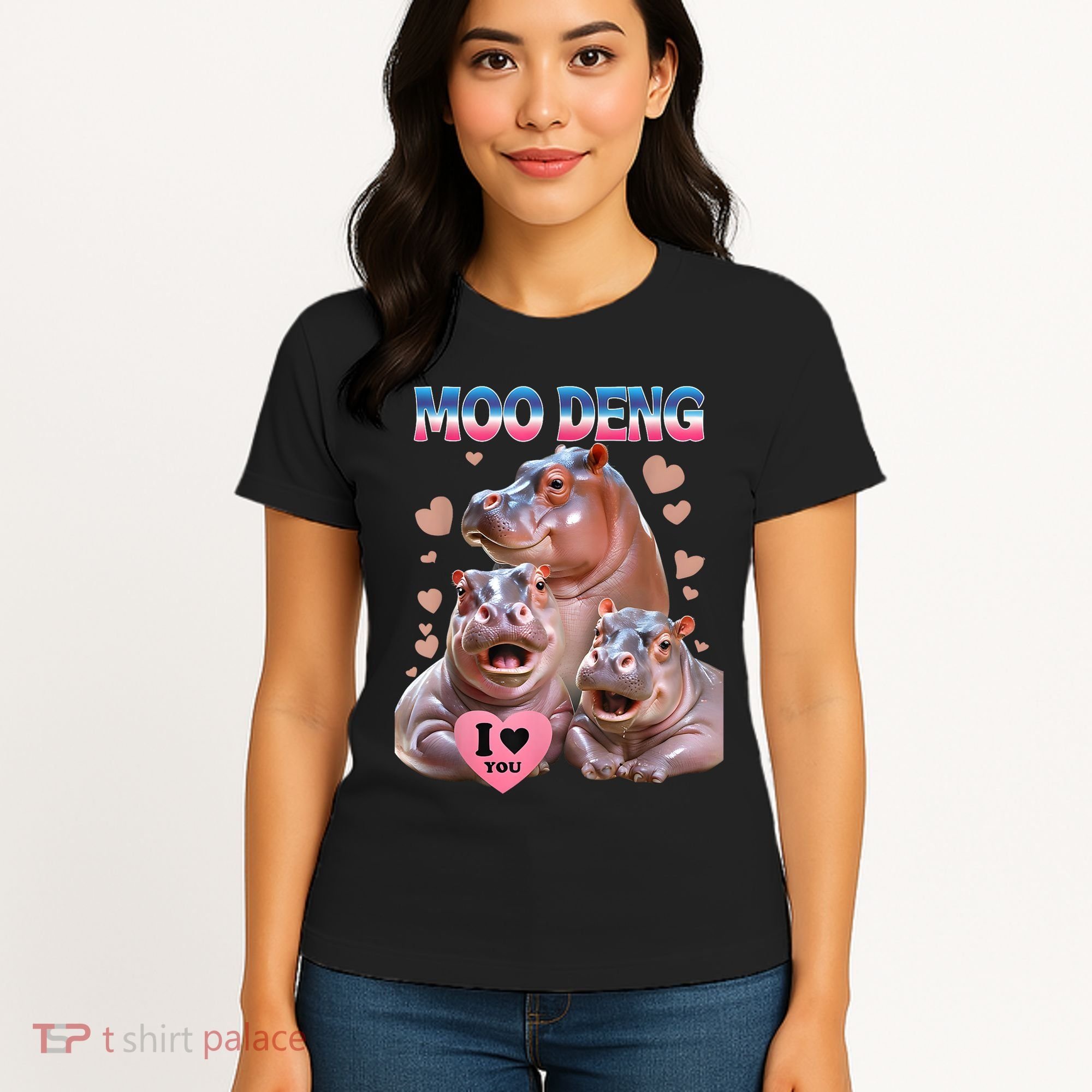 Moo Deng I Love You Hippo Women's T-Shirt