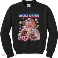 Moo Deng I Love You Hippo Kids Sweatshirt thumb 0