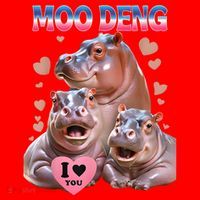 Moo Deng I Love You Hippo Santa Hat thumb 1