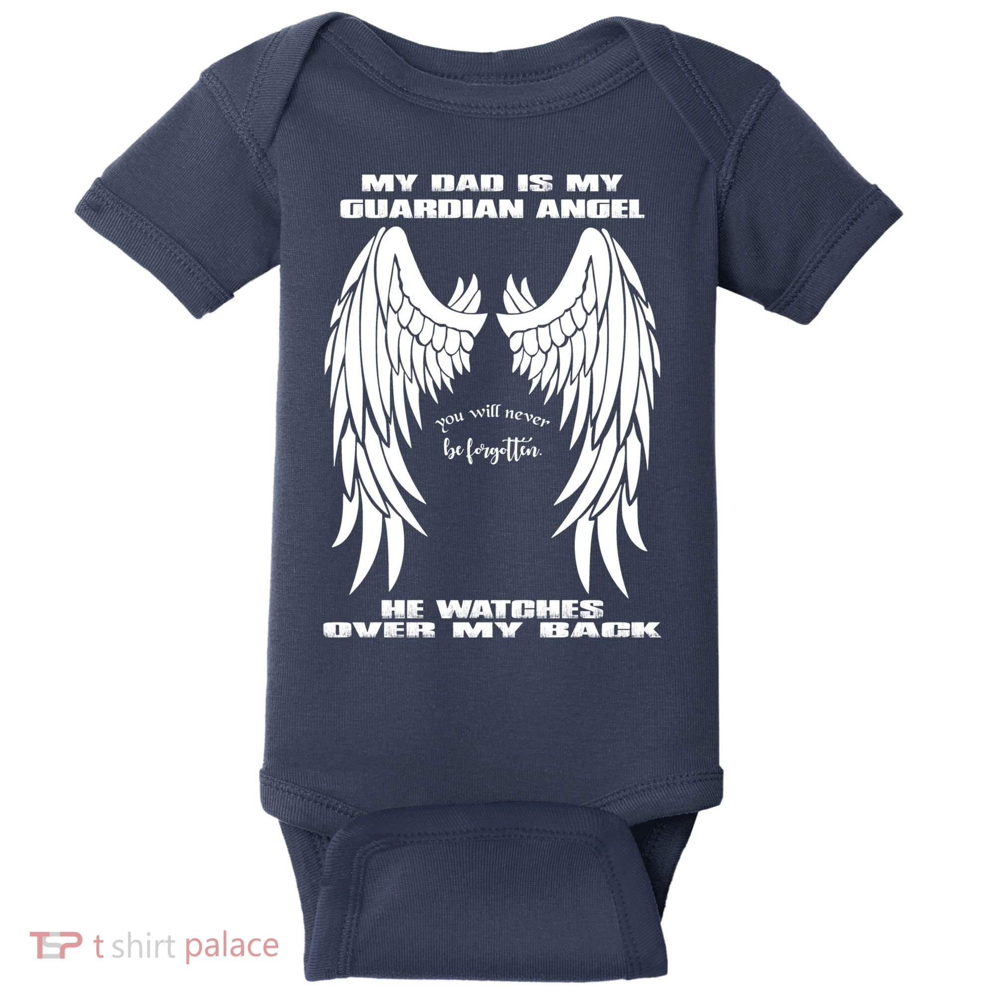 My Dad Is My Guardian Angel - Text on Back Baby Bodysuit