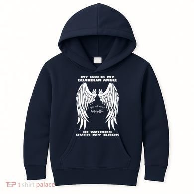My Dad Is My Guardian Angel - Text on Back Kids Hoodie