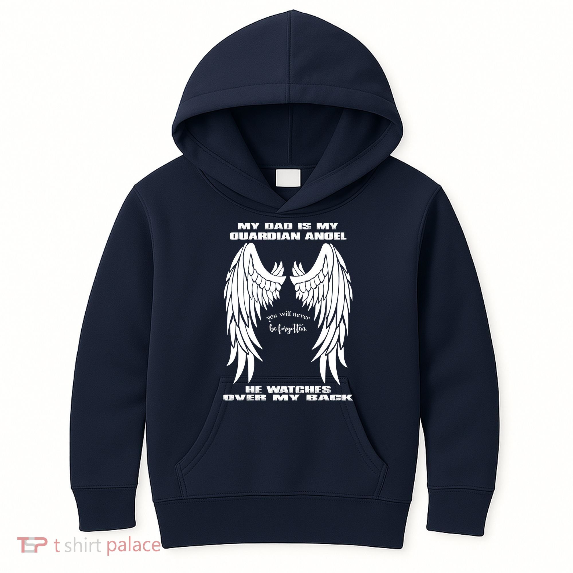 My Dad Is My Guardian Angel - Text on Back Kids Hoodie