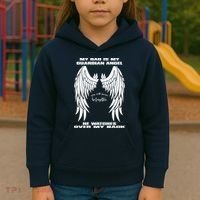 My Dad Is My Guardian Angel - Text on Back Kids Hoodie thumb 3