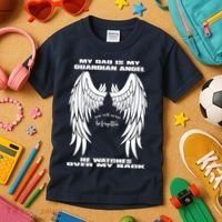 My Dad Is My Guardian Angel - Text on Back Kids T-Shirt thumb 3