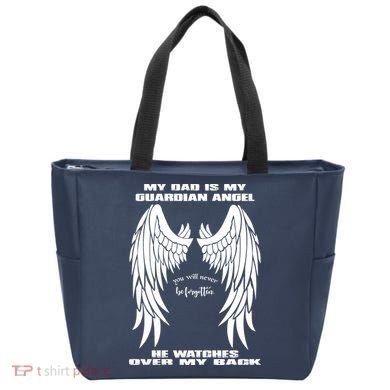 My Dad Is My Guardian Angel - Text on Back Tote Bag