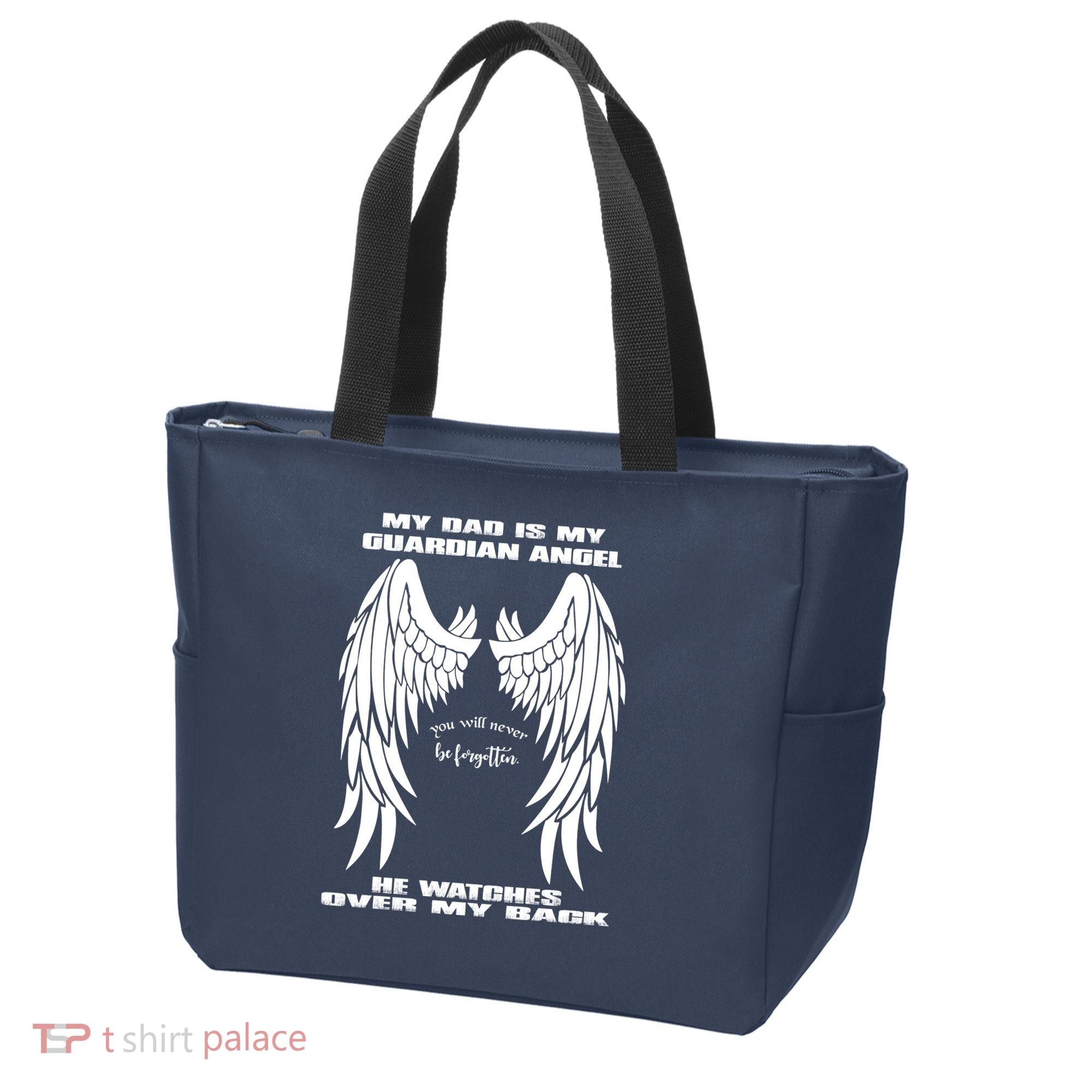 My Dad Is My Guardian Angel - Text on Back Tote Bag