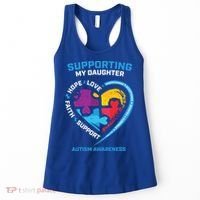 Mom Dad I Wear Blue Daughter Autism Awareness Puzzle Piece Great Gift Women's Tank Top thumb 0