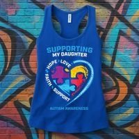 Mom Dad I Wear Blue Daughter Autism Awareness Puzzle Piece Great Gift Women's Tank Top thumb 3