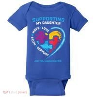 Mom Dad I Wear Blue Daughter Autism Awareness Puzzle Piece Great Gift Baby Bodysuit thumb 0