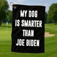 My Dog Is Smarter Than Joe Biden Funny Golf Towel thumb 1