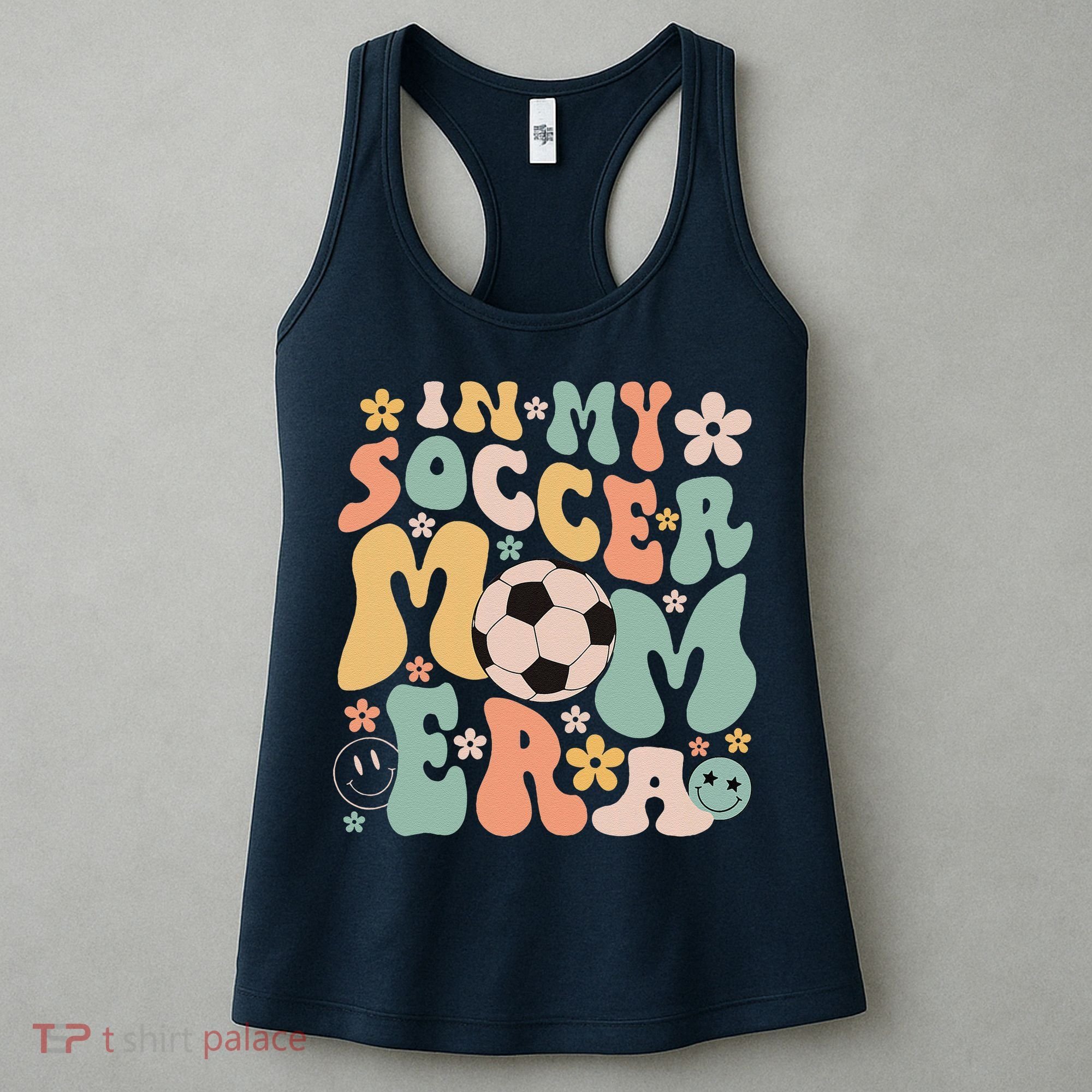 Mothers Day In My Soccer Mom Era Groovy Soccer Mom Life Women's Tank Top