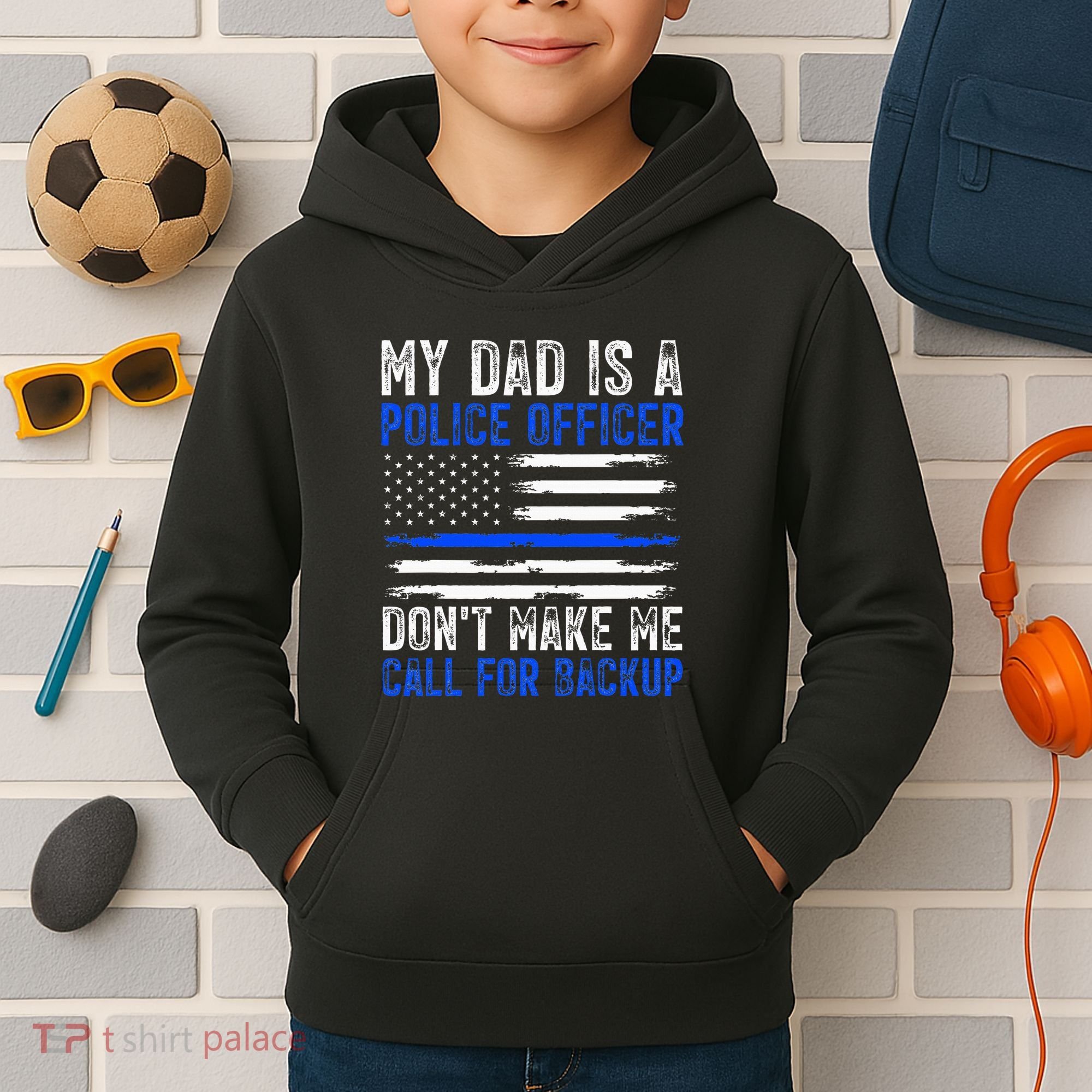 My Dad Is A Police Officer Kids Hoodie