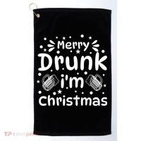 Merry Drunk I'm Christmas Funny Holiday Golf Towel thumb 0
