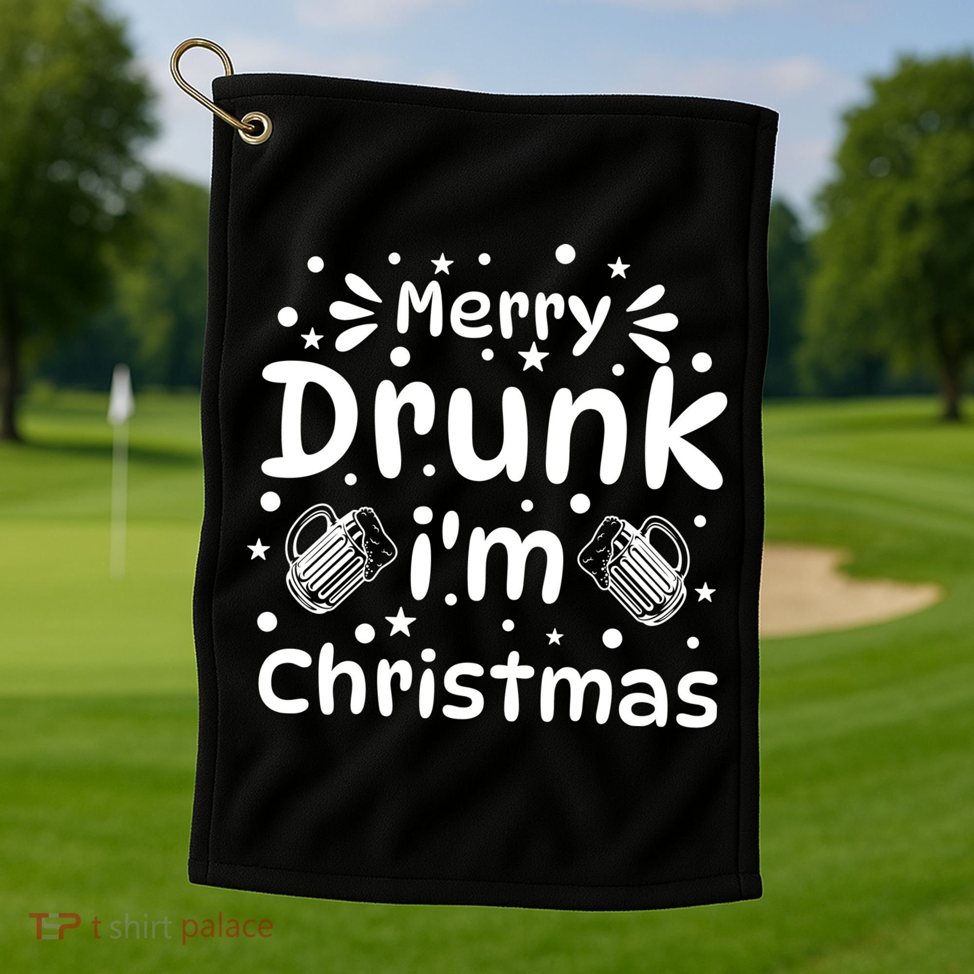 Merry Drunk I'm Christmas Funny Holiday Golf Towel