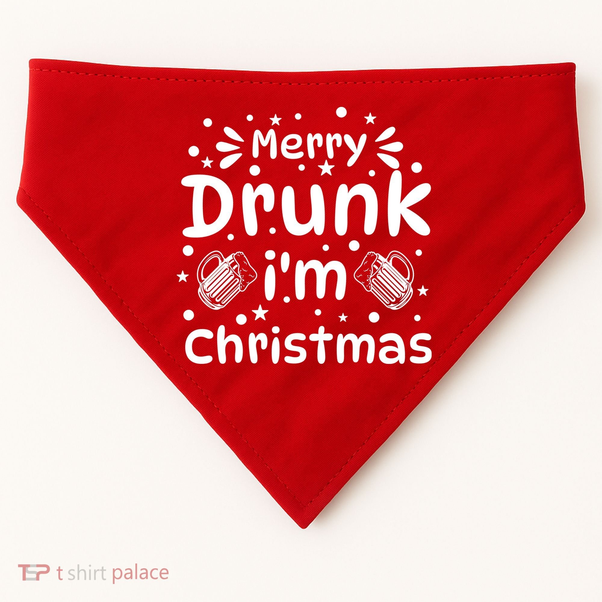 Merry Drunk I'm Christmas Funny Holiday USA-Made Doggie Bandana