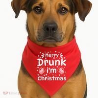 Merry Drunk I'm Christmas Funny Holiday USA-Made Doggie Bandana thumb 1