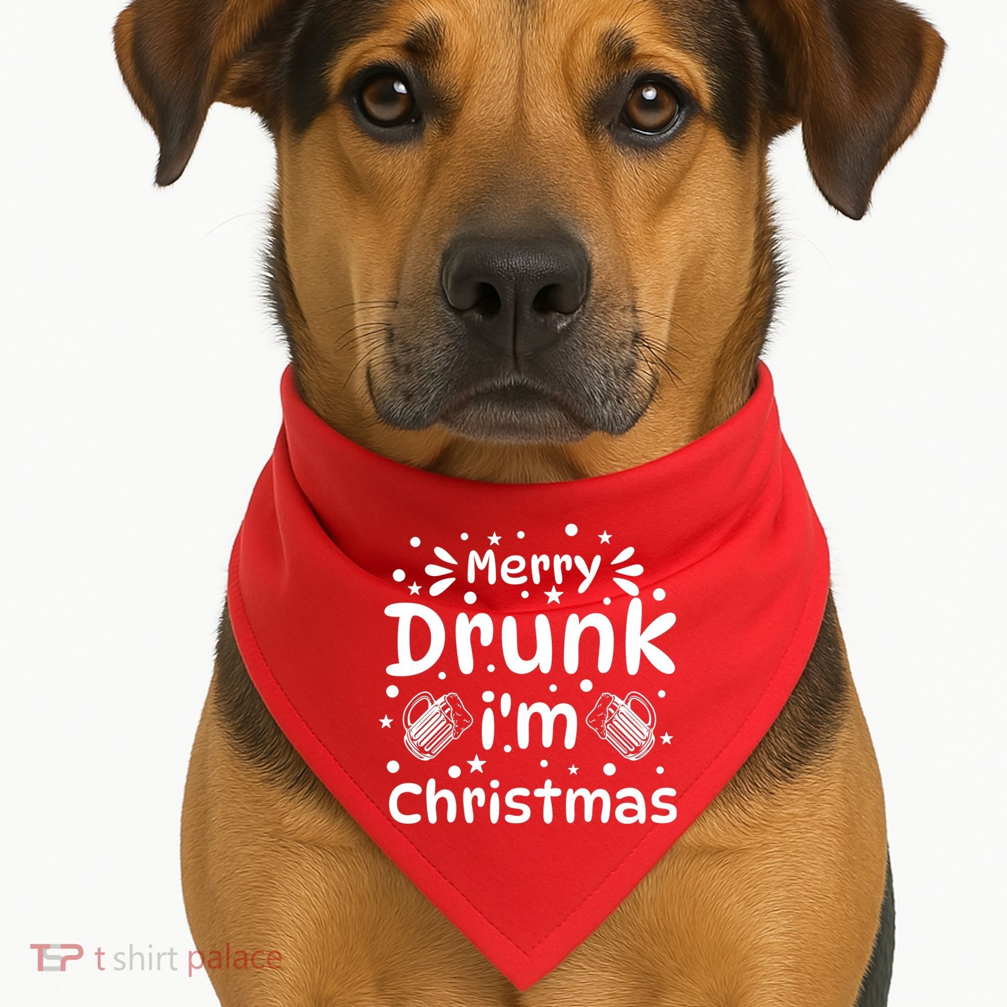Merry Drunk I'm Christmas Funny Holiday USA-Made Doggie Bandana