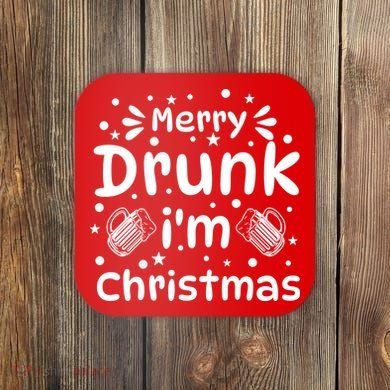 Merry Drunk I'm Christmas Funny Holiday Coaster