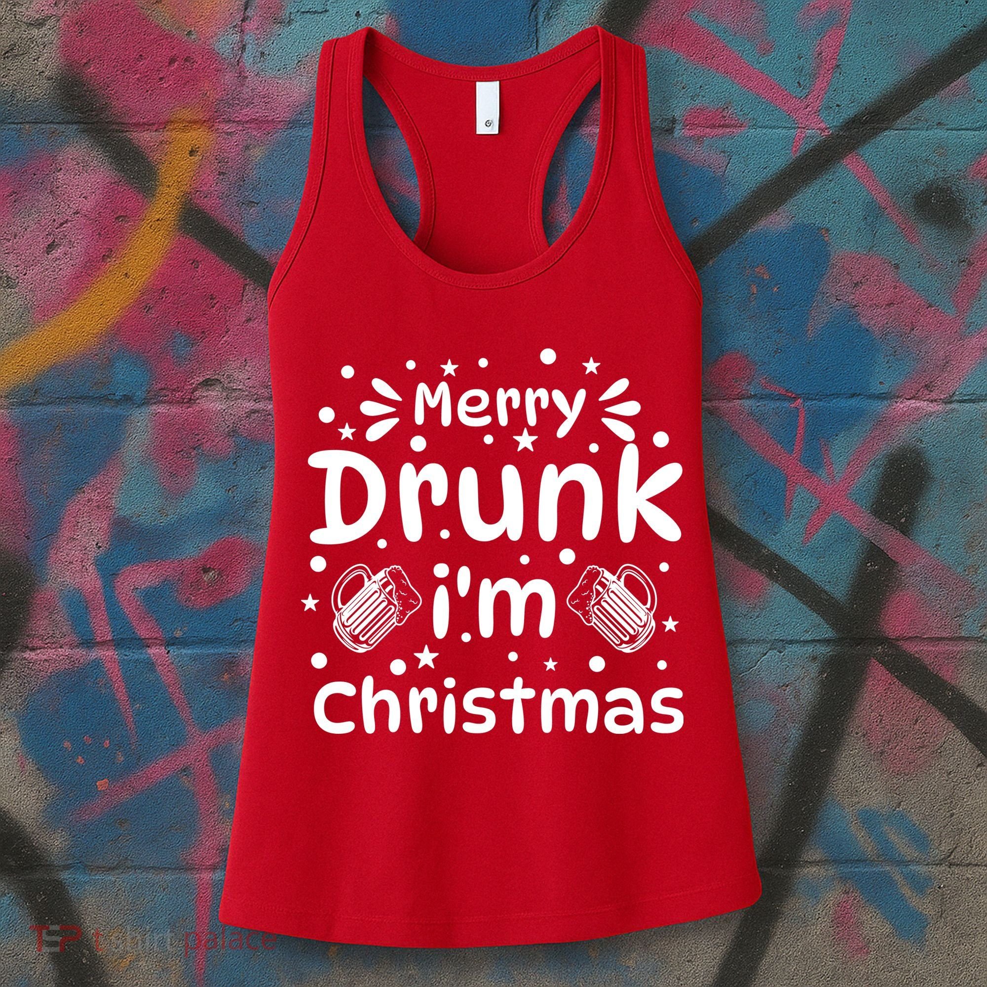 Merry Drunk I'm Christmas Funny Holiday Women's Tank Top