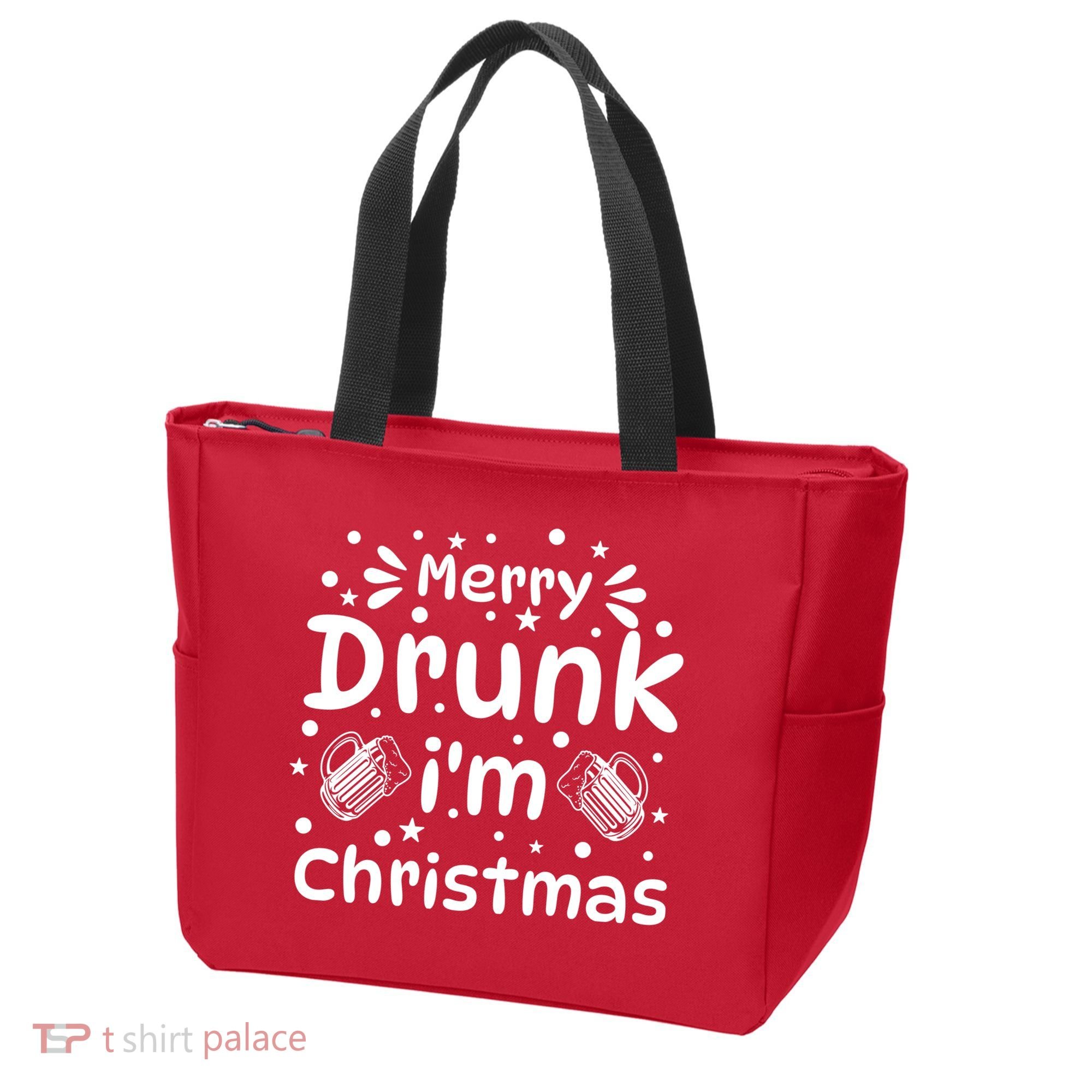 Merry Drunk I'm Christmas Funny Holiday Tote Bag