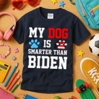 My Dog Is Smarter Than Biden Kids T-Shirt thumb 3