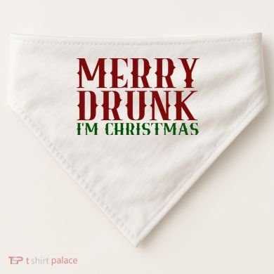 Merry Drunk Im Christmas Funny Holiday USA-Made Doggie Bandana
