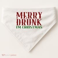 Merry Drunk Im Christmas Funny Holiday USA-Made Doggie Bandana thumb 0