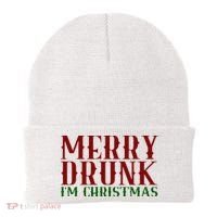 Merry Drunk Im Christmas Funny Holiday Beanie thumb 0