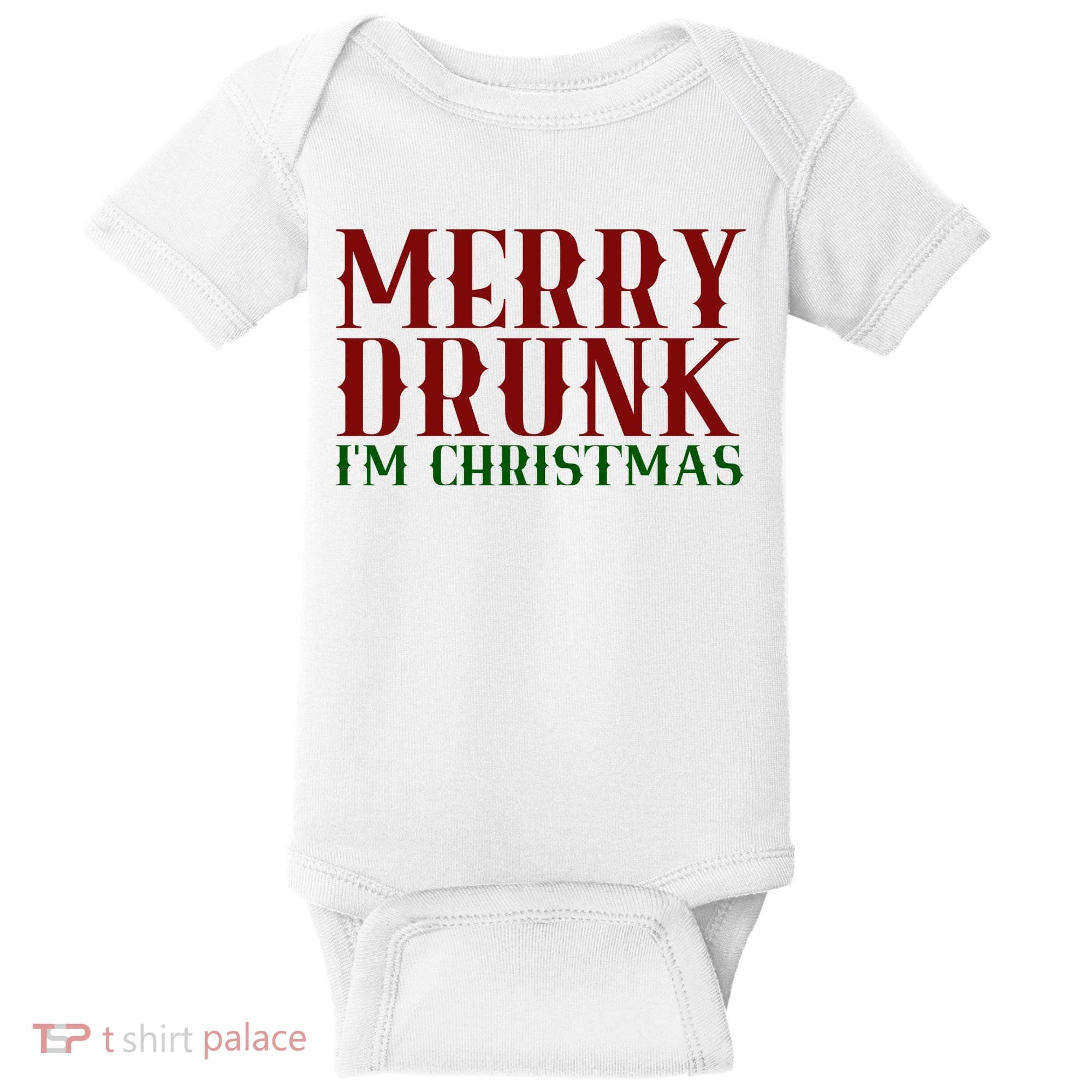 Merry Drunk Im Christmas Funny Holiday Baby Bodysuit