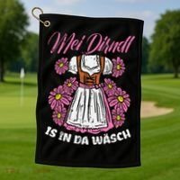 Mei Dirndl In Da Wasch Oktoberfest Funny German Golf Towel thumb 1