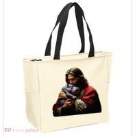Moo Deng Jesus Christ Baby Hippo Animal Tote Bag thumb 2