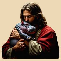Moo Deng Jesus Christ Baby Hippo Animal Tote Bag thumb 4