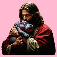 Moo Deng Jesus Christ Baby Hippo Animal Coaster thumb 2