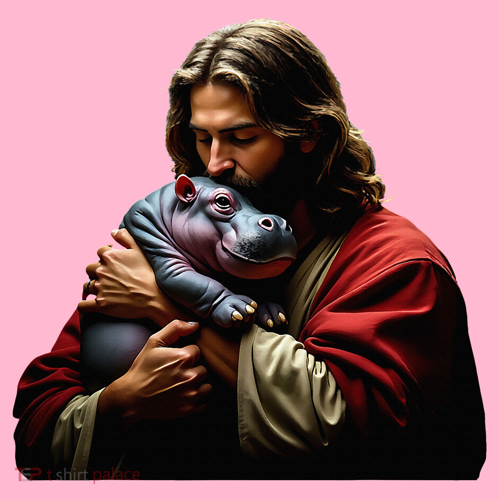 Moo Deng Jesus Christ Baby Hippo Animal Coaster