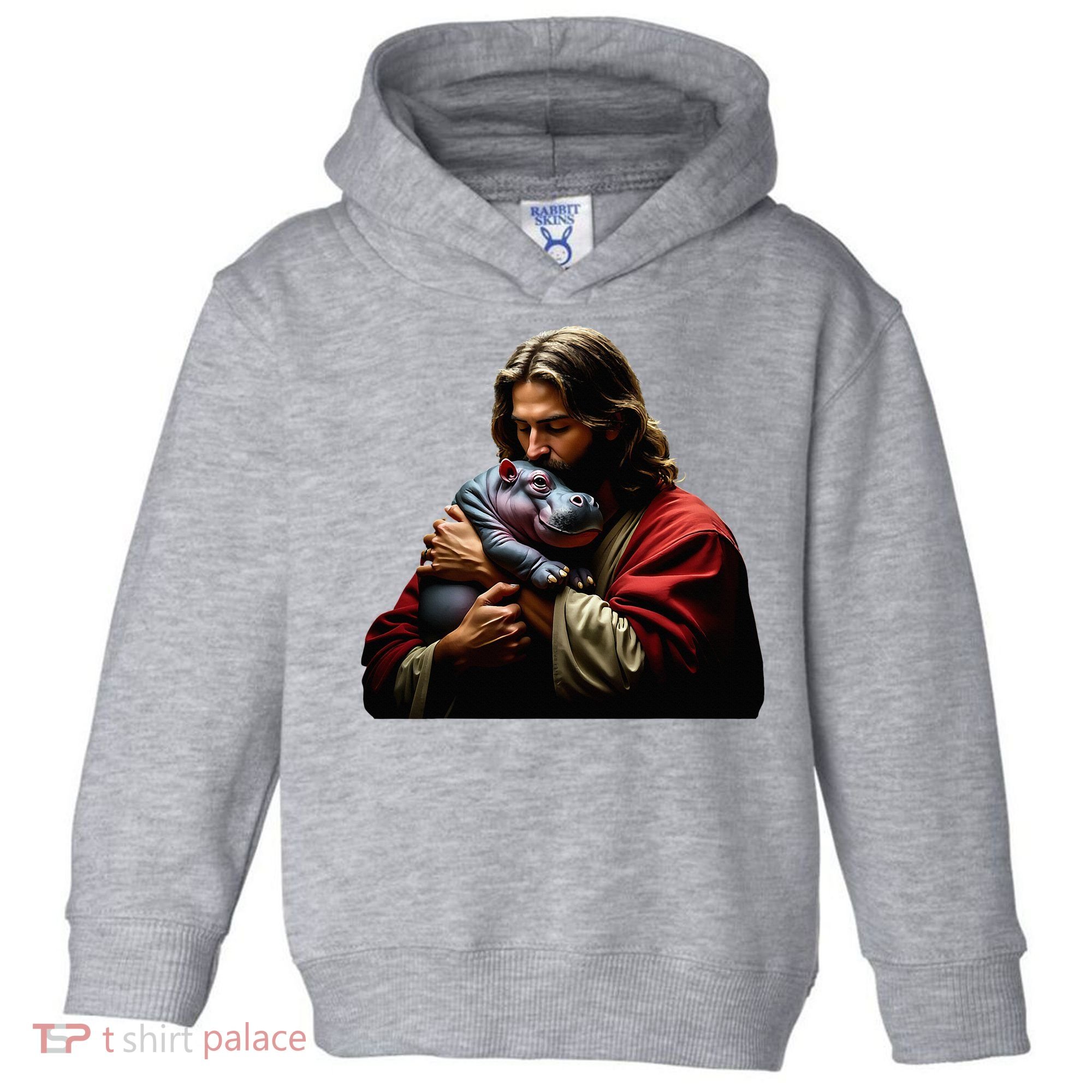 Moo Deng Jesus Christ Baby Hippo Animal Toddler Hoodie