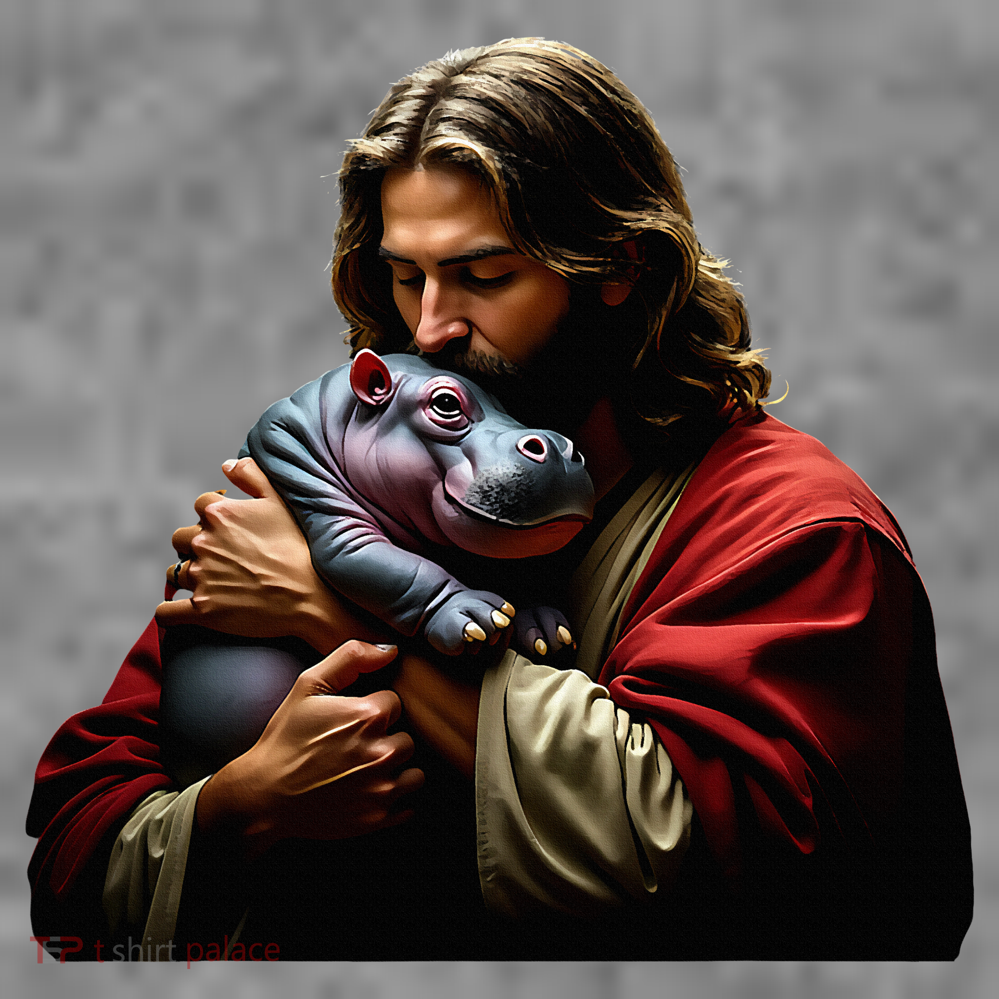 Moo Deng Jesus Christ Baby Hippo Animal Toddler Hoodie