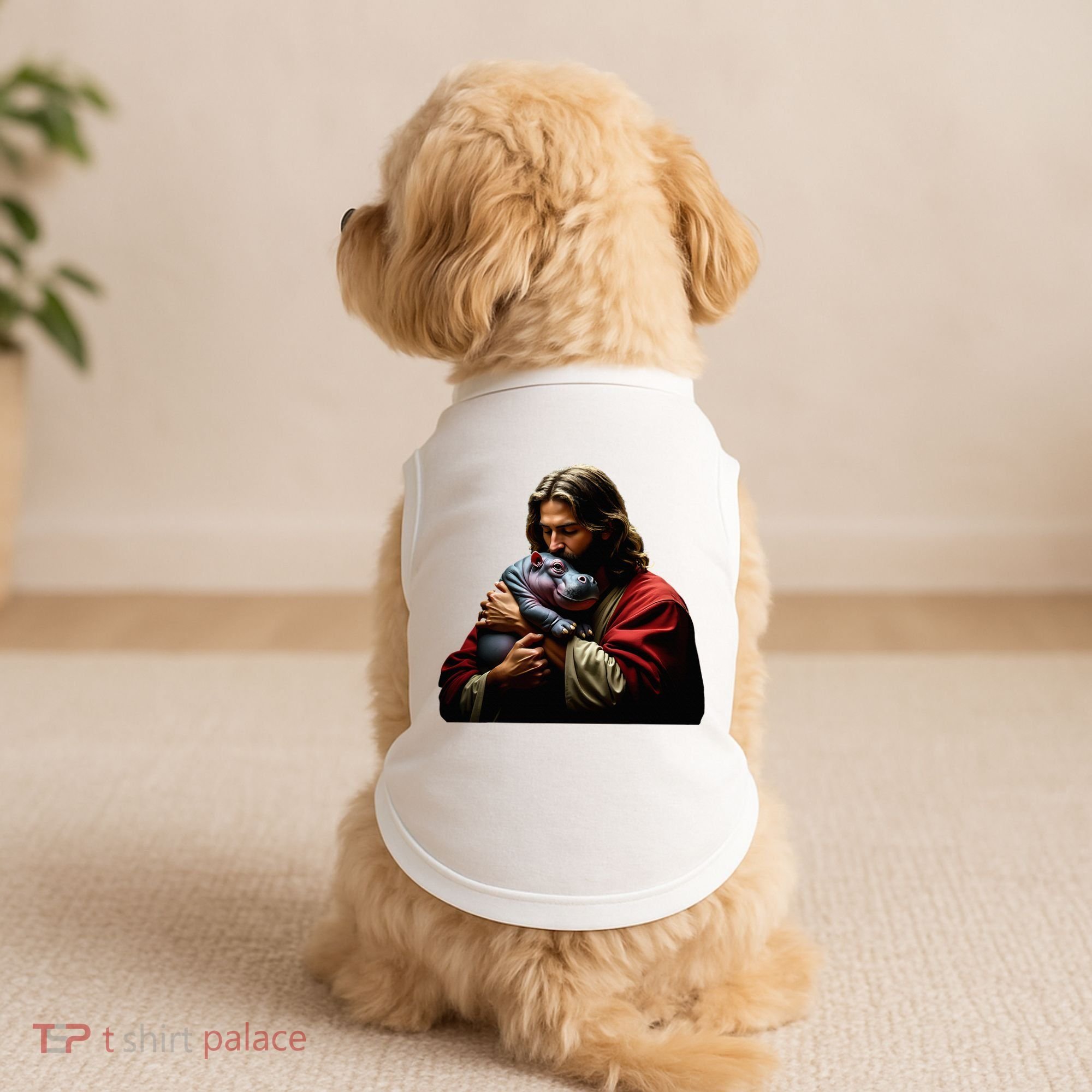 Moo Deng Jesus Christ Baby Hippo Animal Doggie Tank