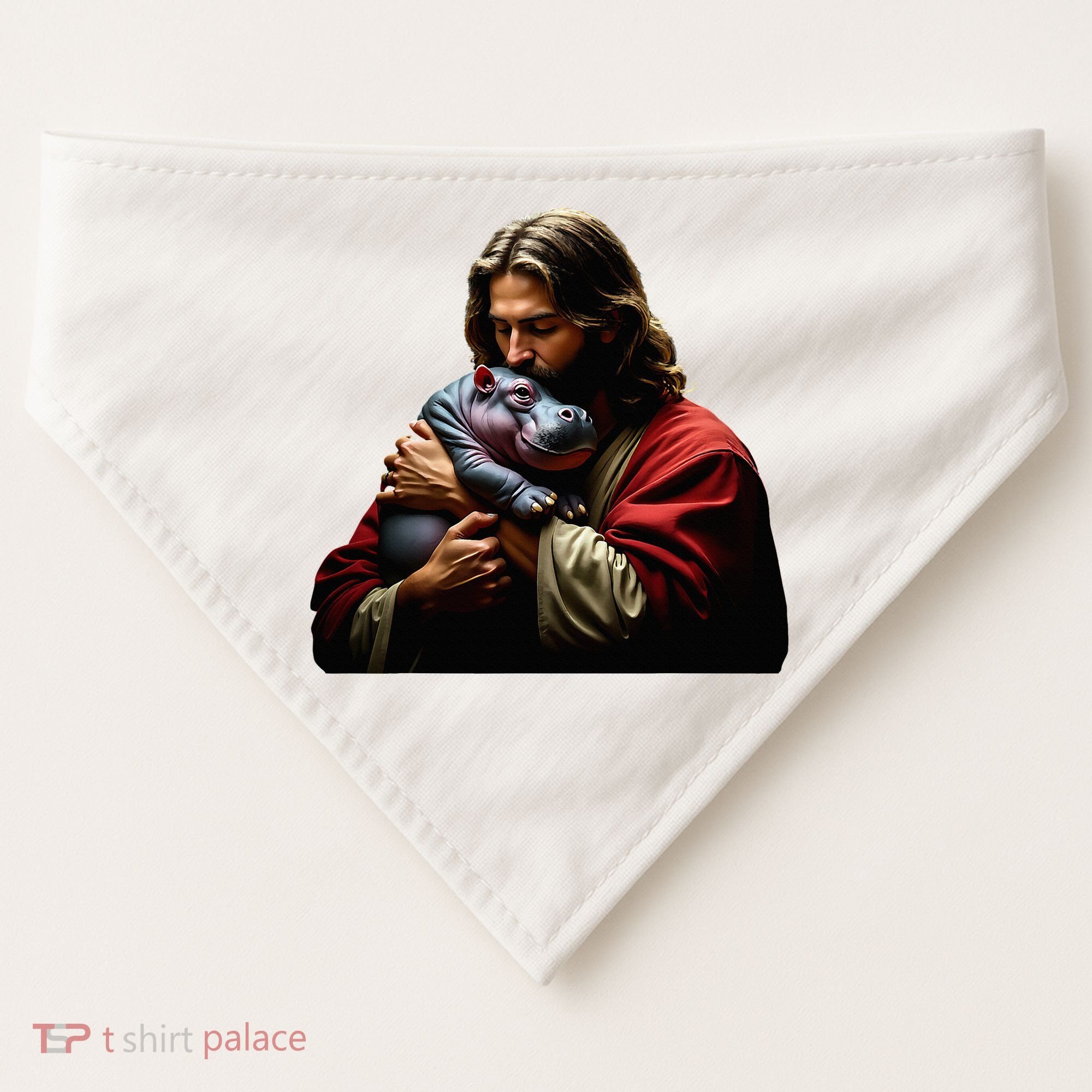 Moo Deng Jesus Christ Baby Hippo Animal USA-Made Doggie Bandana