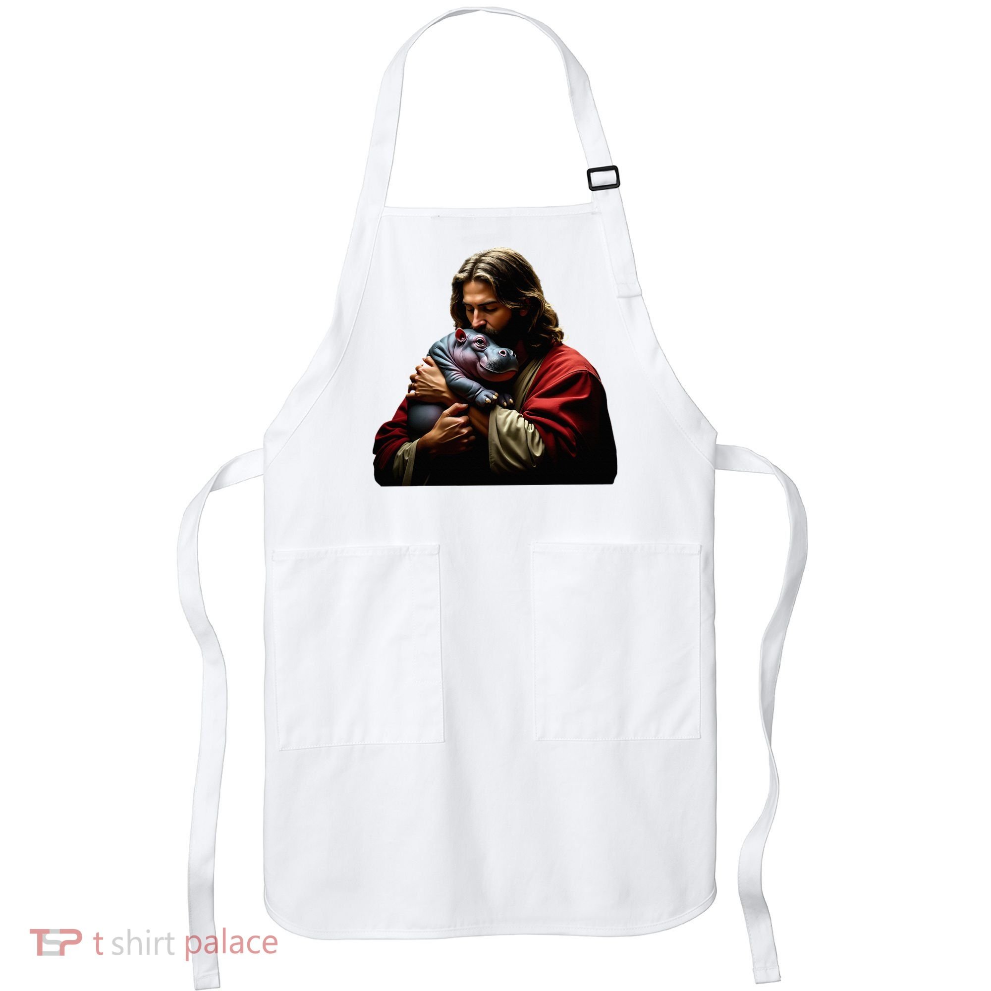 Moo Deng Jesus Christ Baby Hippo Animal Apron