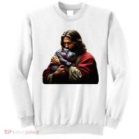 Moo Deng Jesus Christ Baby Hippo Animal Sweatshirt thumb 0