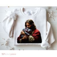 Moo Deng Jesus Christ Baby Hippo Animal Sweatshirt thumb 2