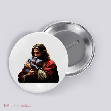 Moo Deng Jesus Christ Baby Hippo Animal Button