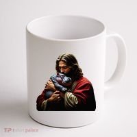 Moo Deng Jesus Christ Baby Hippo Animal Coffee Mug thumb 1