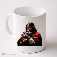 Moo Deng Jesus Christ Baby Hippo Animal Coffee Mug thumb 0