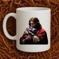 Moo Deng Jesus Christ Baby Hippo Animal Coffee Mug thumb 2