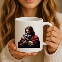 Moo Deng Jesus Christ Baby Hippo Animal Coffee Mug thumb 3