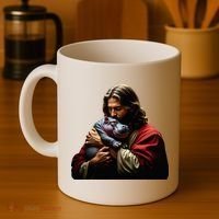 Moo Deng Jesus Christ Baby Hippo Animal Coffee Mug thumb 4
