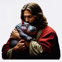 Moo Deng Jesus Christ Baby Hippo Animal Coffee Mug thumb 5